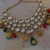 EXCLUSIVE FINEST QUALITY POLKI KUNDAN CHOKER WITH EARRINGS