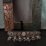 EXCLUSIVE TRIBAL SILVER PLATED POLKI KUNDAN NECKLACE WITH EARRINGS