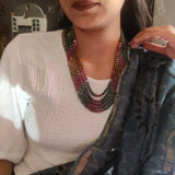 SEMI PRECIOUS STONE MULTI LAYER NECKPIECE