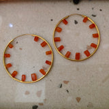 SEMI PRECIOUS STONE LOOP EARRINGS