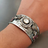 EXCLUSIVE TRIBAL SILVER PLATED DESIGNER ADJUSTABLE BANGLE