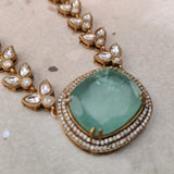 DESIGNER DOUBLET STONE NECKLACE WITH EARRINGS