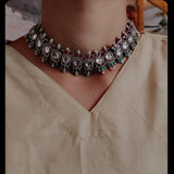 EXCLUSIVE TRIBAL SILVER CHOKER WITH EARRINGS