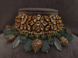 Statement Kundan Choker In Natural Fluorite Stones Necklace