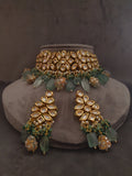 Statement Kundan Choker In Natural Fluorite Stones Necklace