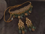 Statement Kundan Choker In Natural Fluorite Stones Necklace