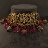 Statement Polki Kundan Choker In Semi Precious Stones Necklace