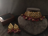 Statement Polki Kundan Choker In Semi Precious Stones Necklace