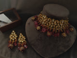 Statement Polki Kundan Choker In Semi Precious Stones Necklace