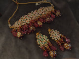 Statement Polki Kundan Choker In Semi Precious Stones Necklace
