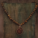 Statement Semi Precious Stone Neckpiece (Tiger Eye And Ammonite) Necklace