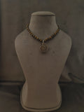 Statement Semi Precious Stone Neckpiece (Tiger Eye And Ammonite) Necklace