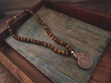 Statement Semi Precious Stone Neckpiece (Tiger Eye And Ammonite) Necklace