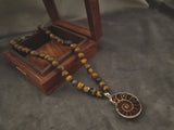 Statement Semi Precious Stone Neckpiece (Tiger Eye And Ammonite) Necklace