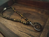 Statement Semi Precious Stone Neckpiece (Tiger Eye And Ammonite) Necklace
