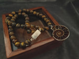 Statement Semi Precious Stone Neckpiece (Tiger Eye And Ammonite) Necklace