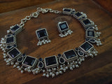 TRIBAL SILVER PLATED NECKLACE WITH STUDS