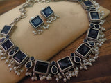 TRIBAL SILVER PLATED NECKLACE WITH STUDS