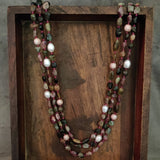 WEAR ME EXCLUSIVE REAL TOURMALINE AND PEARL 3 LAYER STRING