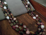 WEAR ME EXCLUSIVE REAL TOURMALINE AND PEARL 3 LAYER STRING