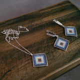 SILVER PENDANT AND EARRINGS EVILS EYE SET