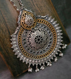 TRIBAL SILVER PLATED NECKLACE WITH EARRINGS