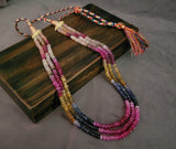REAL PRECIOUS STONE THREE LAYER STRING