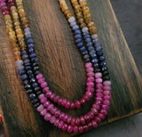 REAL PRECIOUS STONE THREE LAYER STRING