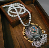 WEAR ME EXCLUSIVE DESIGNER SILVER PENDANT WITH REAL PEARL STRING