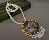 WEAR ME EXCLUSIVE DESIGNER SILVER PENDANT WITH REAL PEARL STRING