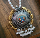 WEAR ME EXCLUSIVE DESIGNER SILVER PENDANT WITH REAL PEARL STRING