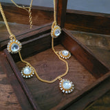 DESIGNER GOLD PLATED POLKI KUNDAN NECKPIECE WITH EARRINGS