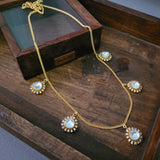 DESIGNER GOLD PLATED POLKI KUNDAN NECKPIECE WITH EARRINGS