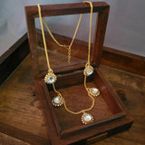 DESIGNER GOLD PLATED POLKI KUNDAN NECKPIECE WITH EARRINGS