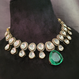 WEAR ME EXCLUSIVE FINEST QUALITY POLKI KUNDAN AND DOUBLET STONE CHOKER WITH EARRINGS