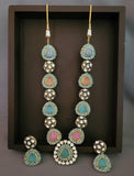 EXCLUSIVE FINEST QUALITY MULTICOLOR STONE NECKLACE WITH EARRINGS