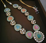 EXCLUSIVE FINEST QUALITY MULTICOLOR STONE NECKLACE WITH EARRINGS