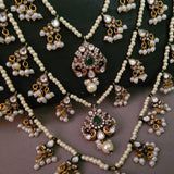 EXQUISITE POLKI KUNDAN AND STONE NECKLACE WITH EARRINGS