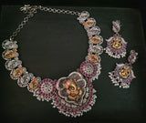 WEAR ME EXCLUSIVE TRIBAL SILVER PLATED GANESHA NECKPACE WITH EARRINGS