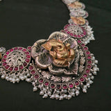 WEAR ME EXCLUSIVE TRIBAL SILVER PLATED GANESHA NECKPACE WITH EARRINGS