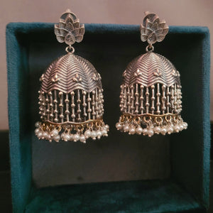 TRIBAL SILVER PLATED EARRINGS IN DUAL TONE