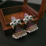 TRIBAL SILVER PLATED MULTI COLOR EXCLUSIVE EARRINGS