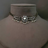 TRIBAL SILVER PLATED CHOKER WITH EARRINGS