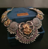 WEAR ME EXCLUSIVE TRIBAL SILVER PLATED GANESHA NECKLACE WITH EARRINGS