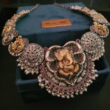 WEAR ME EXCLUSIVE TRIBAL SILVER PLATED GANESHA NECKLACE WITH EARRINGS