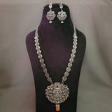 TRIBAL SILVER PLATED TEMPLE NECKLACE WITH EARRINGS