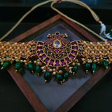 FINEST QUALITY TEMPLE CHOKER WITH EARRINGS