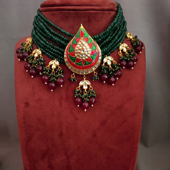 EXCLUSIVE MEENAKARI WORK CHOKER WITH EARRINGS