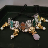 EXCLUSIVE SILVER PLATED SEMI PRECIOUS STONE CHOKER
