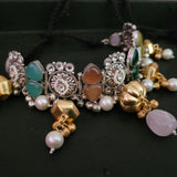 EXCLUSIVE SILVER PLATED SEMI PRECIOUS STONE CHOKER